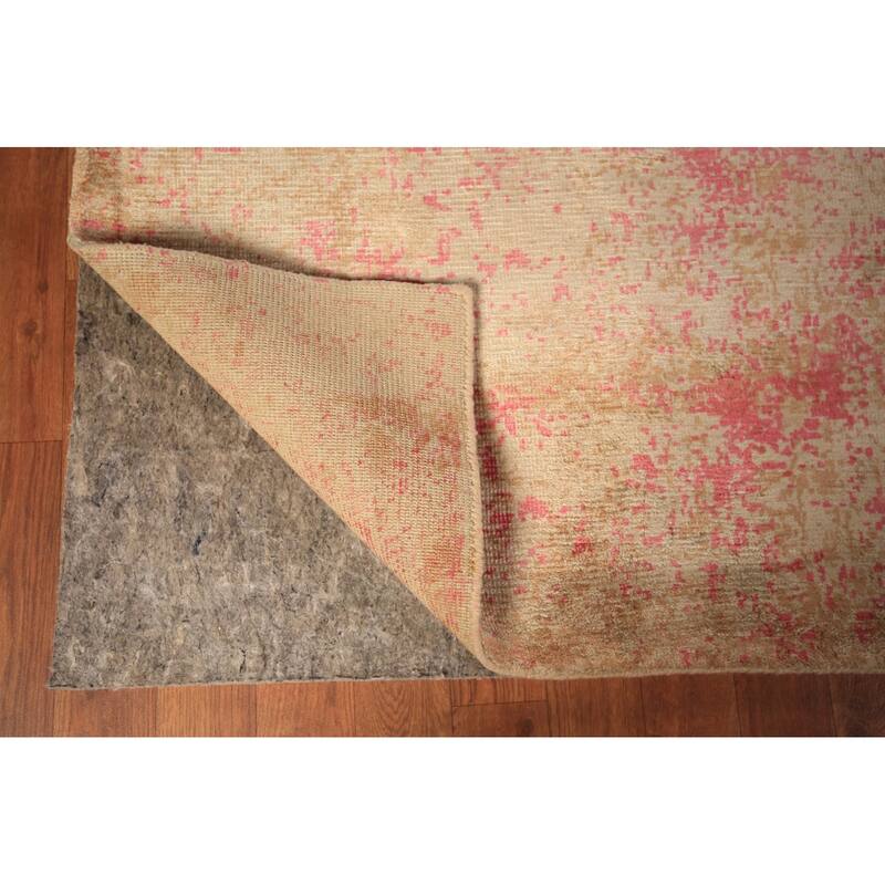 Contemporary Colorful Abstract Indian Rug Hand-Knotted Wool Carpet - 6'7" x 9'10"