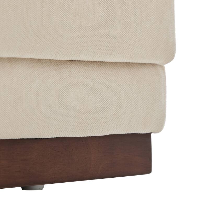 Christopher Knight Home - Nova Hexa Modern Upholstered Ottoman/ Foot Stool with Wooden Base