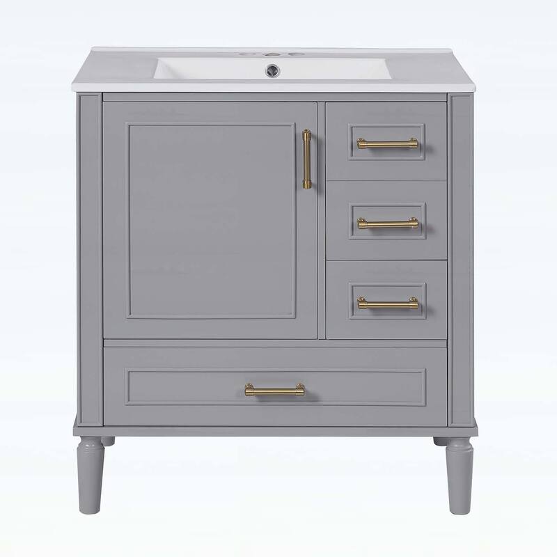 Bathroom Vanity with Ceramic Sink,Soft-Close Door,Multiple Drawers,and Ample Storage for Modern Bathrooms
