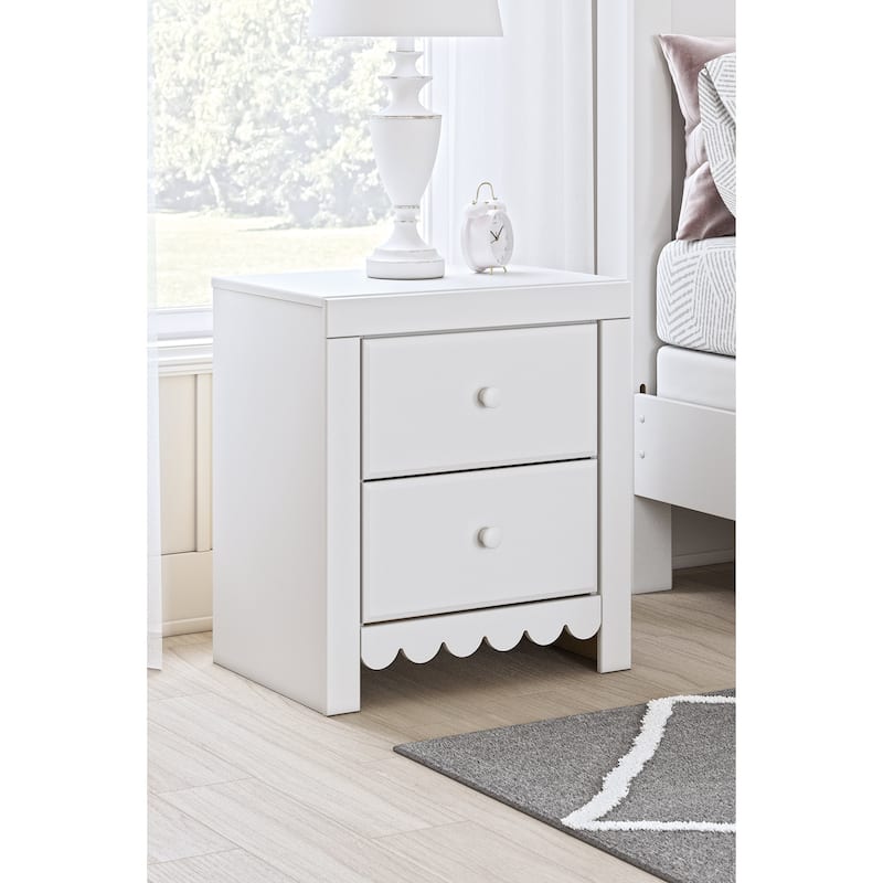 Signature Design by Ashley Mollviney White Panel Headboard with 2 Nightstands