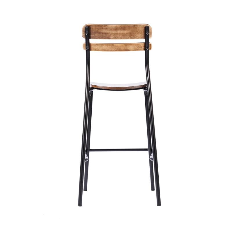 Commercial Solid Wood Bar Stool with Frame and Antique Finish - 19.75"W x 22.25"D x 44.5"H
