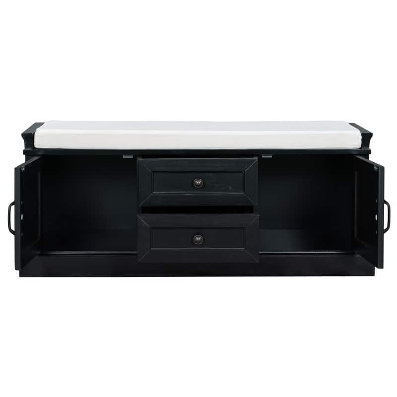 Storage Bench with 2 Drawers and 2 Cabinets