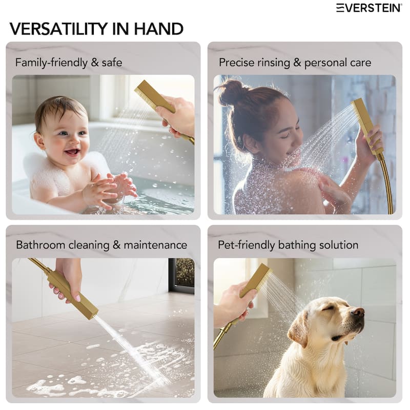 Thermostatic Muti-Fuctions Shower System Faucet Set 64 Color LED Mood Lighting Rainfall Shower Head with 6 Body Jets - 27"x16"