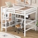 preview thumbnail 2 of 22, Full Size Loft Bed with Storage Shelves and Desk, Multi-functional Kids Bed Frame with Open Bookcase