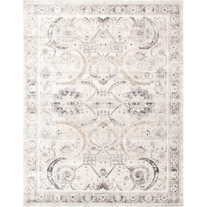Pasargad Home Turkish Fantasia Design Oriental Area Rug - 7' 5"x9' 8" - Ivory/Silver