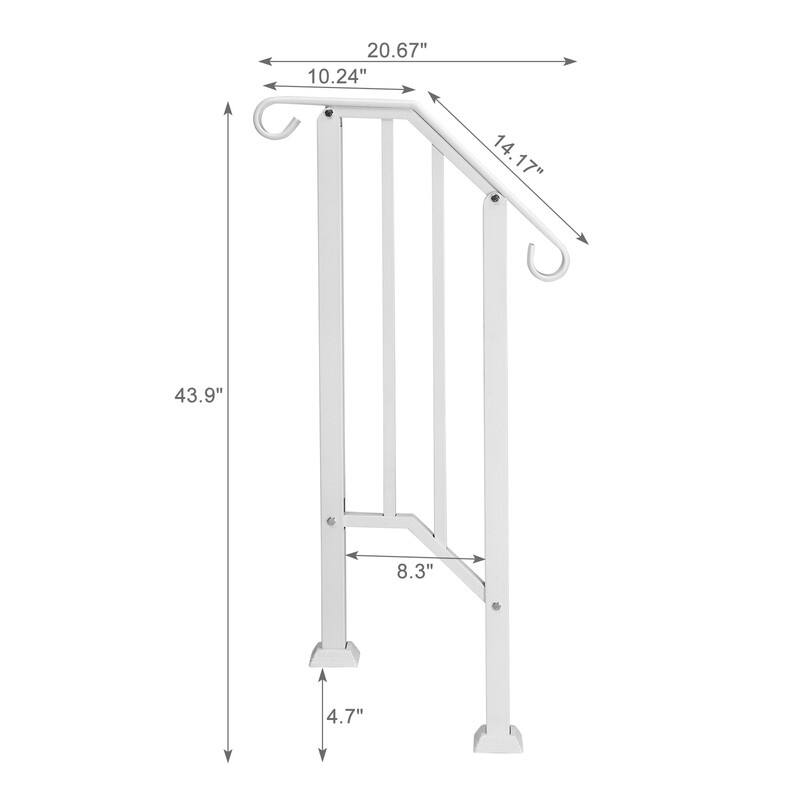 Outdoor Wrought Iron Handrail - White