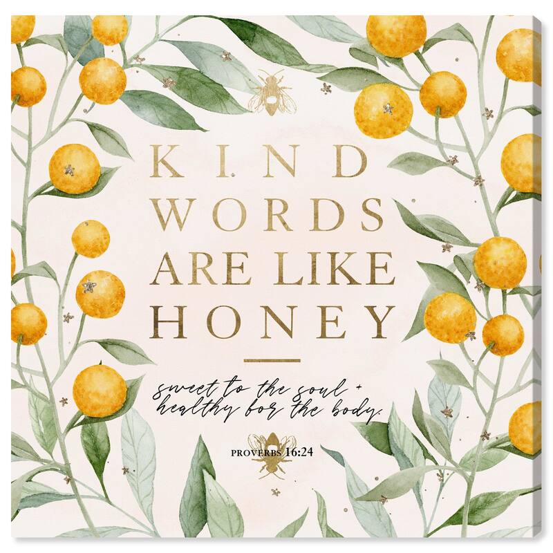 Wynwood Studio Prints Typography and Quotes Kind Words Honey Green and Light Green Rustic Wall Art Canvas Print