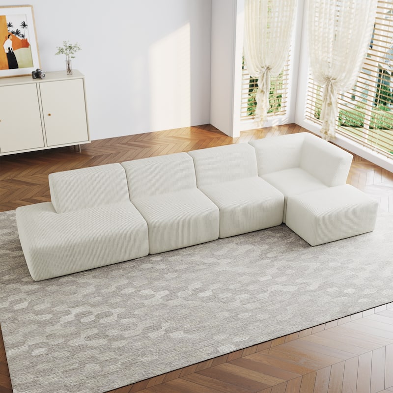 Oversize 5-Piece Modular Sectional Sofa Set with Ottomans