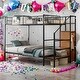 preview thumbnail 2 of 18, Metal Twin Over Full Bunk Bed with Storage and Wardrobe,Kids Bed Design
