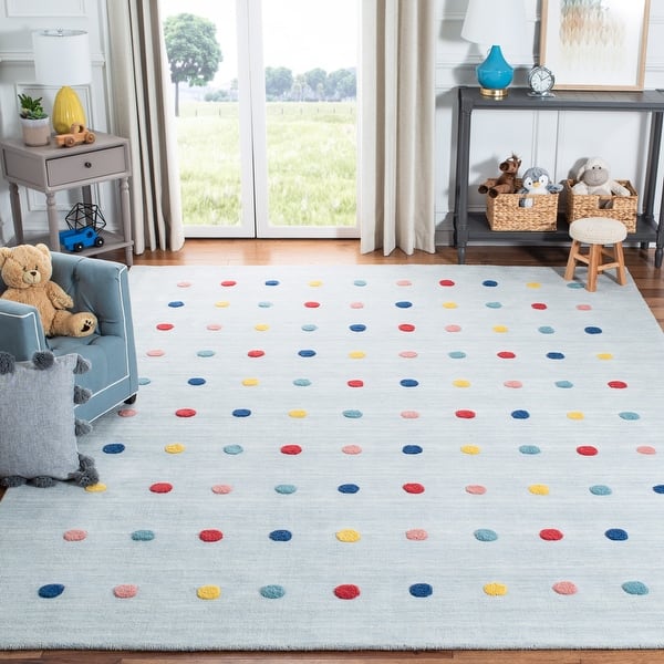 slide 2 of 26, SAFAVIEH Kids Karan Polka Dot Wool Rug 8' x 10' - Grey