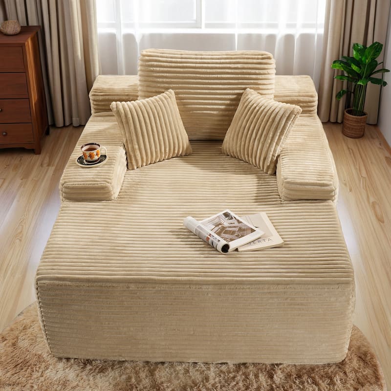 HOOOWOOO Modern Upgraded Fabric Sofa Chaise Lounge - Beige
