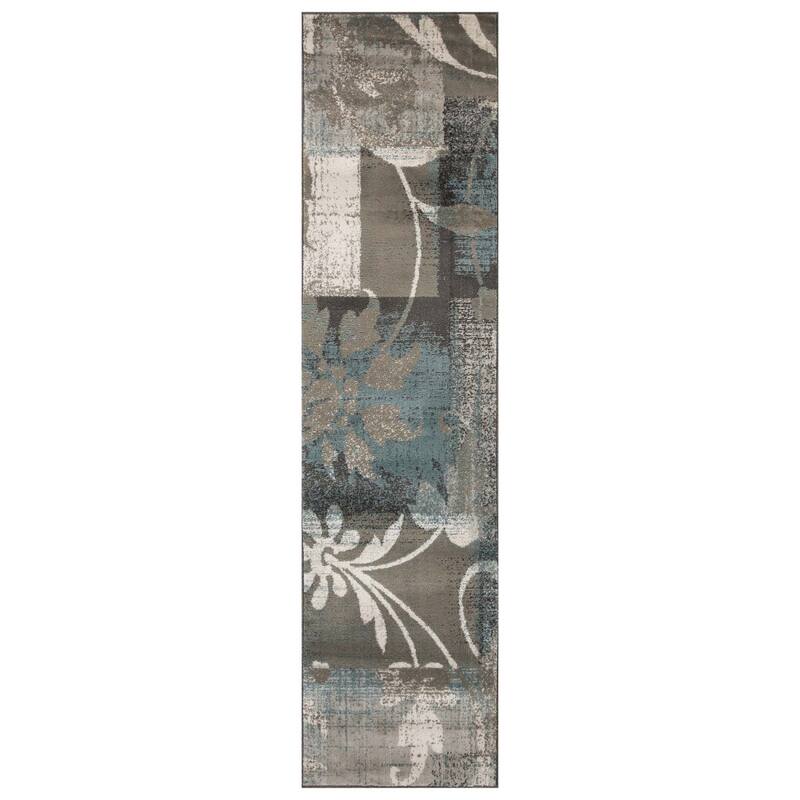 Contemporary Floral Patchwork Indoor Area Rug or Runner by Superior