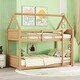 preview thumbnail 27 of 34, Twin Over Twin House Bunk Bed with Guardrails & Ladder