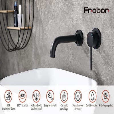 Modern Single Handle Wall Mounted 360 Degree Swivel Bathroom Sink Faucet with Ceramic Valve Core, Rust and Corrosion Resistant