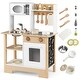 preview thumbnail 10 of 16, Costway Play Kitchen with Chalkboard Microwave Stove Dish Rack Faucet - See Details White + Natural