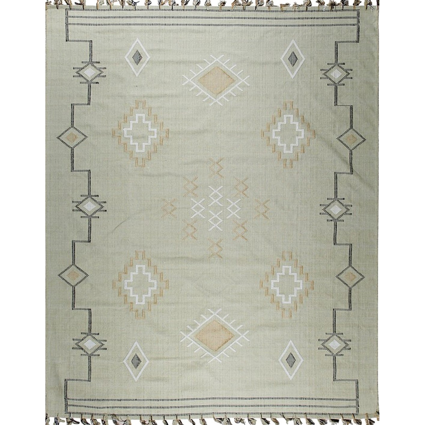 Hand-Knotted Wool Flat Weave Rug, Beige, Elegant and Durable Area Rug for Adding Warmth and Style to Your Living Room