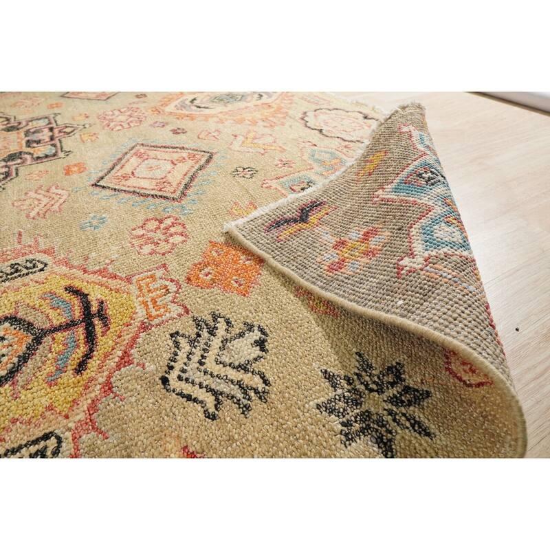 Hand-Knotted Wool Khotan Rug, 6' x 9', Green Area Rug, Luxurious Soft Texture for Modern Living Rooms - L