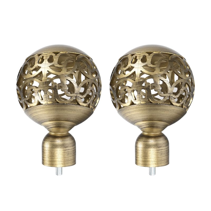 Curtain Rod Finials Plastic End,Total Size 94mm x 61mm Gold 2pcs