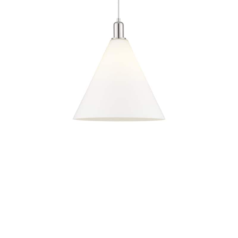 Innovations Lighting 716-1P-18-16 Berkshire Glass Pendant Berkshire - Polished Nickel / Matte White