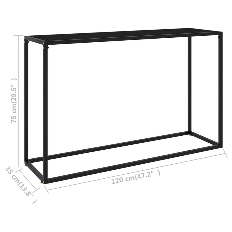 vidaXL Console Table Black 47.2"x13.8"x29.5" Tempered Glass - 47.2" x 13.8" x 29.5"