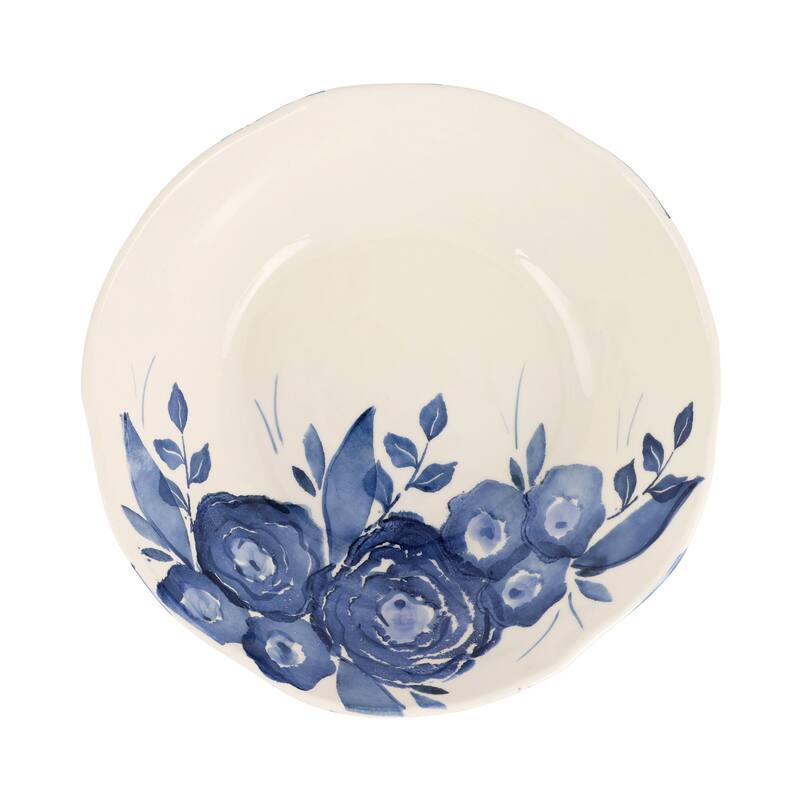 viva by VIETRI Blue Camellia Shallow Serving Bowl