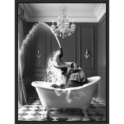 Splish Splash Safari Elephant by Niky Rahner Framed Canvas Wall Art