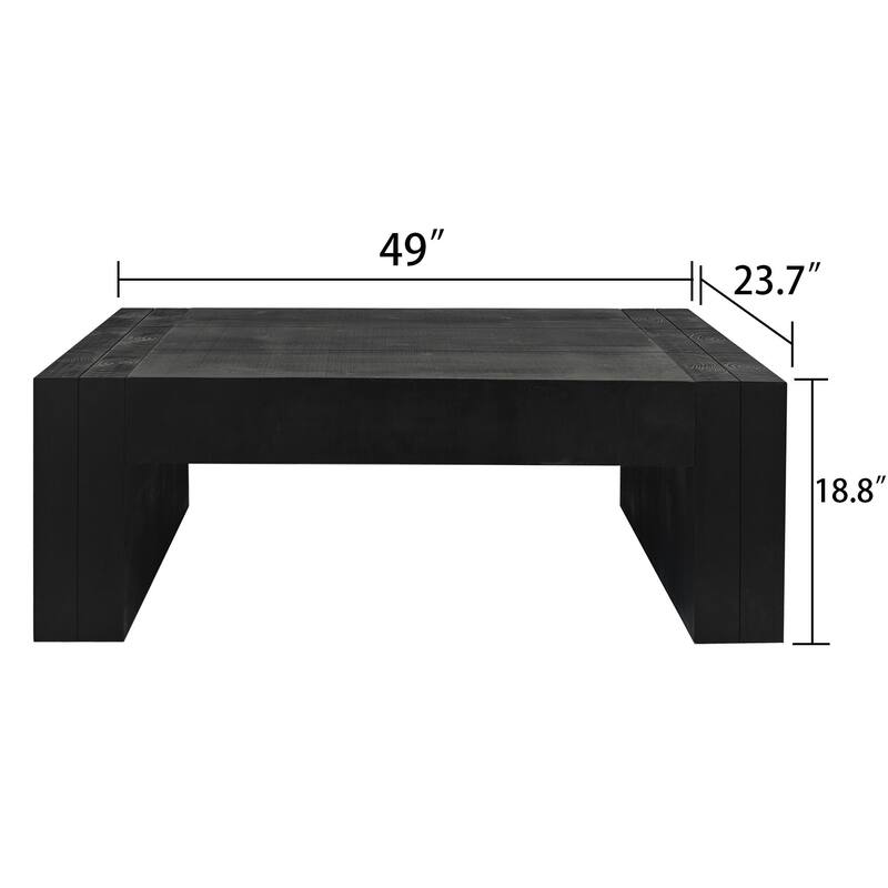 Minimalist Accent Table Rectangular Solid Wood Coffee Table