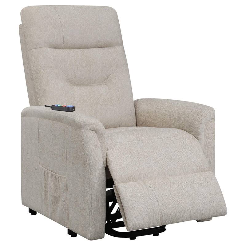 Chenille Power Lift Recliner with Lumbar Heat, Massage, USB Charging