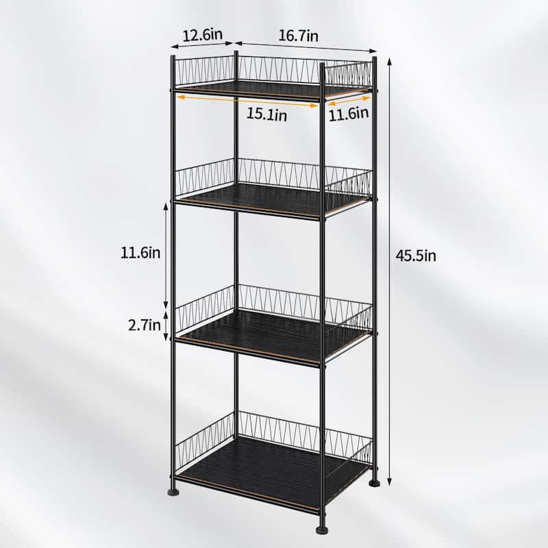 4 Tier Organizer Shelf Storage Rack for Floor Metal Wire Rack Shelving Standing Shelf