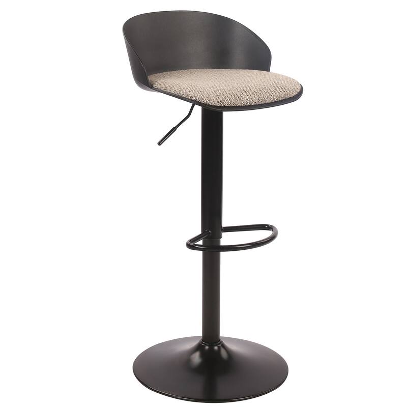 Contemporary Metal and Fabric Adjustable Air-Lift Stool, Set of 2