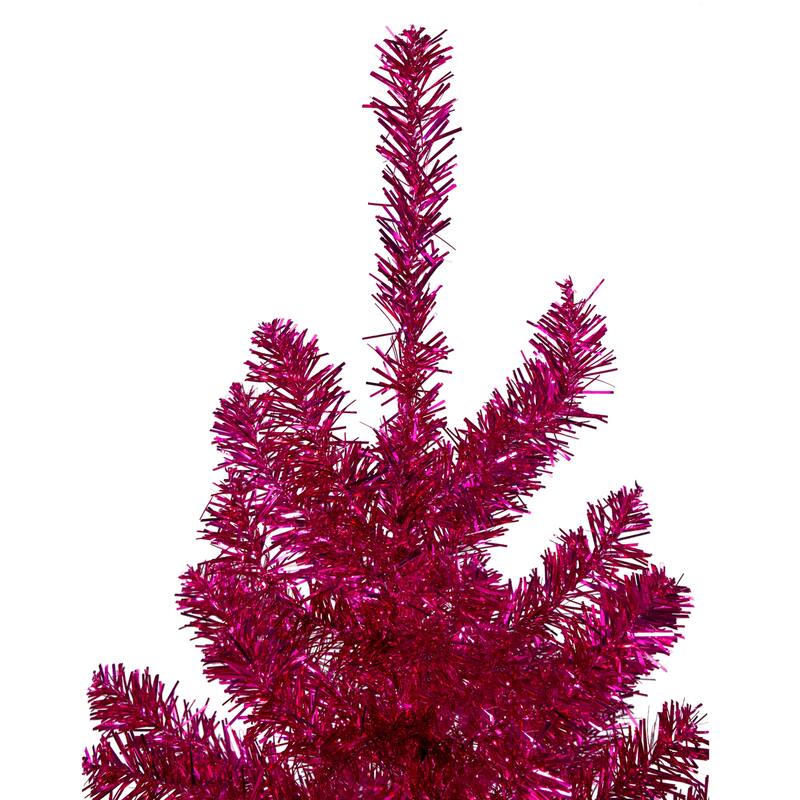 4.5' Metallic Pink Tinsel Artificial Christmas Tree - Unlit