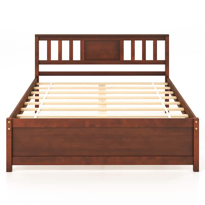 Gymax Twin/Full/Queen Size Bed Frame w/ Headboard Wood Slat Support No