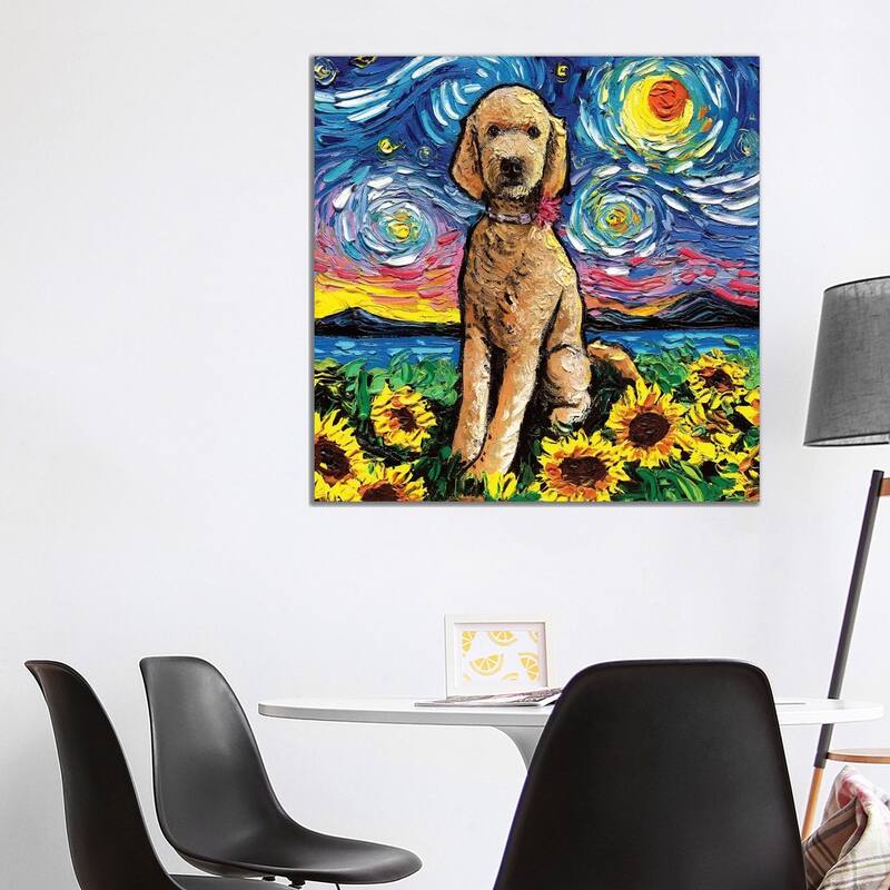 iCanvas "Goldendoodle Night II" by Aja Trier Canvas Print - 37x37x1.5