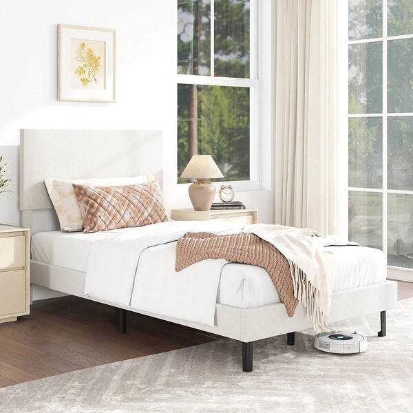 Twin Velvet Bed Frame Height Adjustable Chevron Headboard Noise Free ...