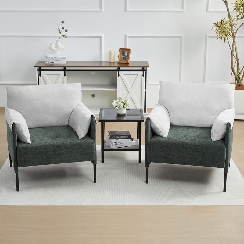 Two-Tone Upholstered Accent Chair with Wrapped Armrests