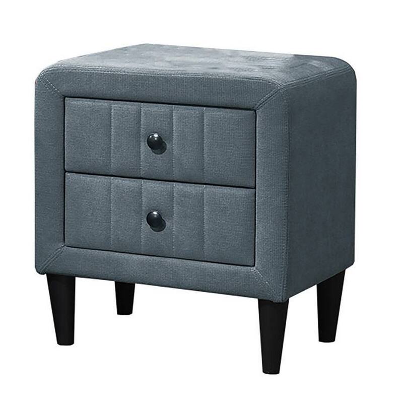 Gray/Black 2 Drawer 20.5 in. W Nightstand with Soft Linen Upholstery