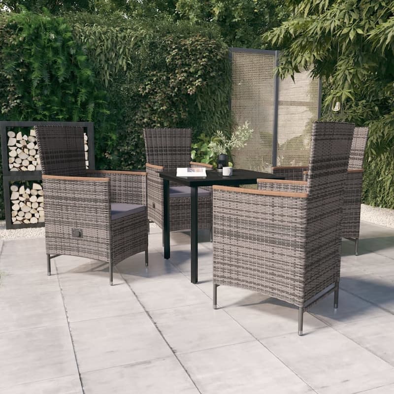 vidaXL Patio Dining Set 3/5/7 Piece Multi Colors 31.5"/55.1" Table Length - Grey 31.5" x 31.5" x 29.1" 5 Piece