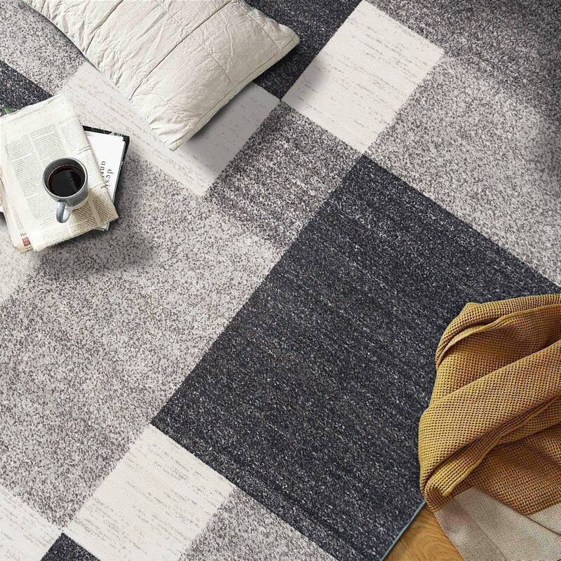 World Rug Gallery Modern Boxes Design Non-slip (Non-skid) Area Rug