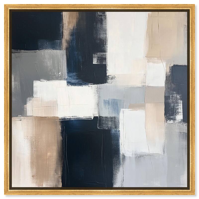 Blue and Tan Abstraction I Canvas by Art Remedy - Gold - 30" x 30"