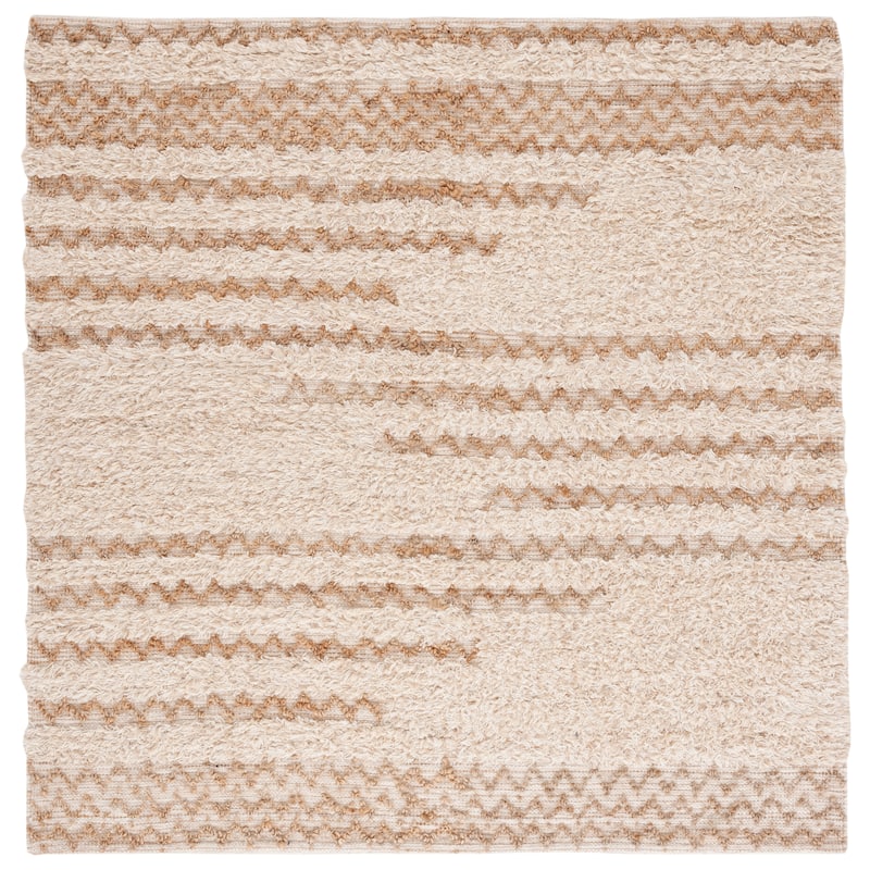 SAFAVIEH Handmade Natura Siemone Casual Wool Rug - 6' Square - Beige/Natural