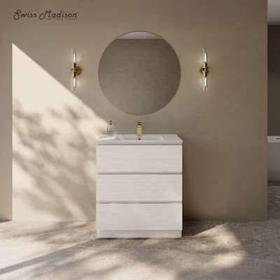 Liberte 30" Freestanding Bathroom Vanity In White Oak With Sink Top - 30