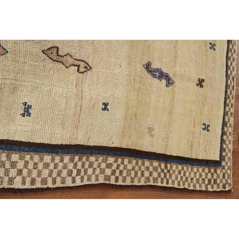 Natural Dye Gabbeh Persian Vintage Area Rug Handmade Wool Carpet - 3'3"x 5'5"