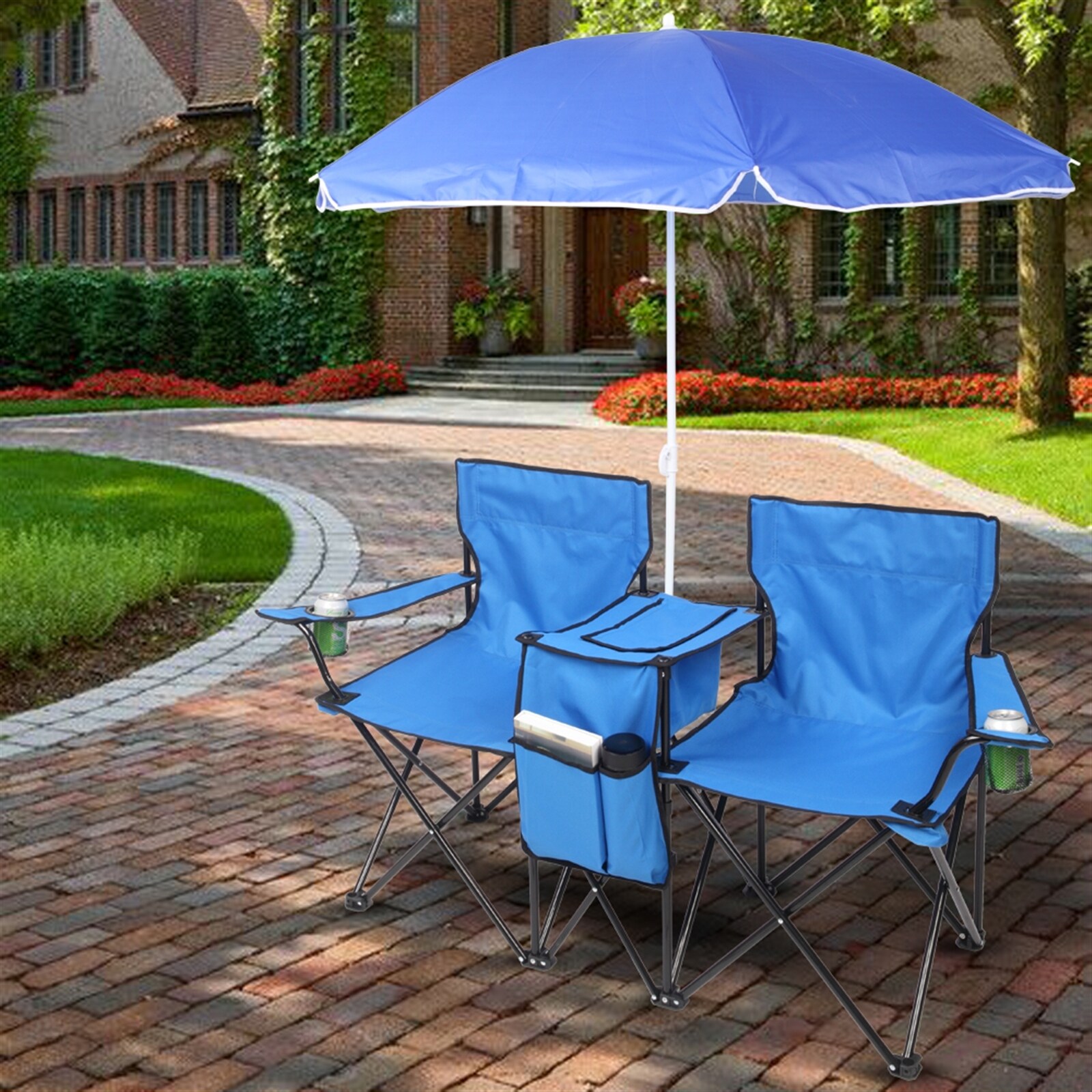 Folding chairs with hotsell umbrella
