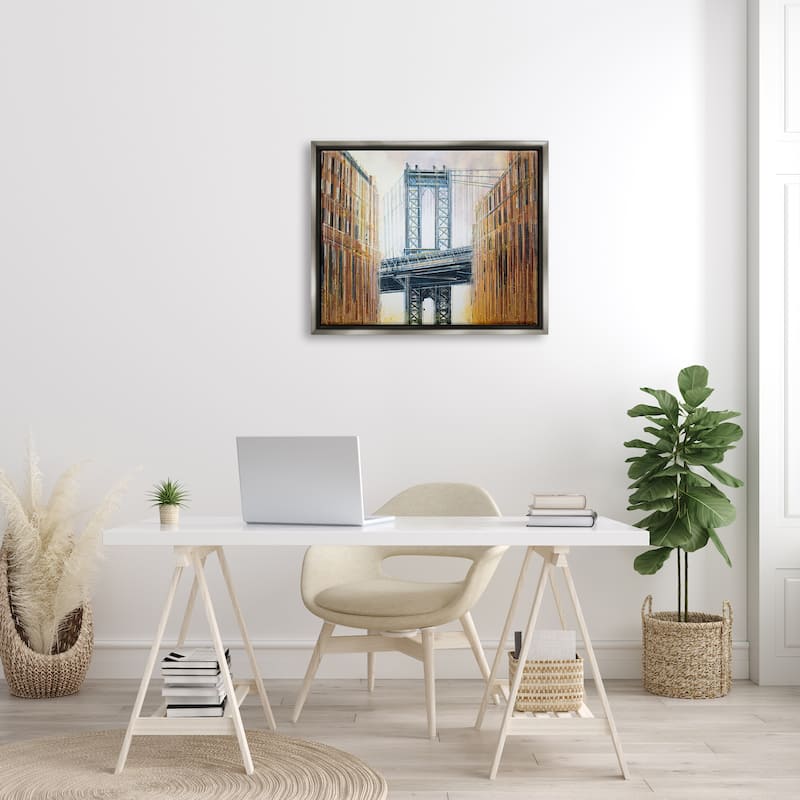 Stupell Modern Urban Bridge Framed Floater Canvas Wall Art Design by Marc Todd