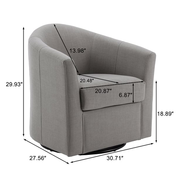 dimension image slide 6 of 11, Modern Upholstered Swivel Barrel Chair Living Room Accent Chair