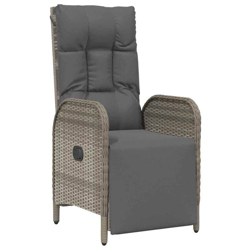 vidaXL Garden Dining Set with Cushion Grey Poly Rattan