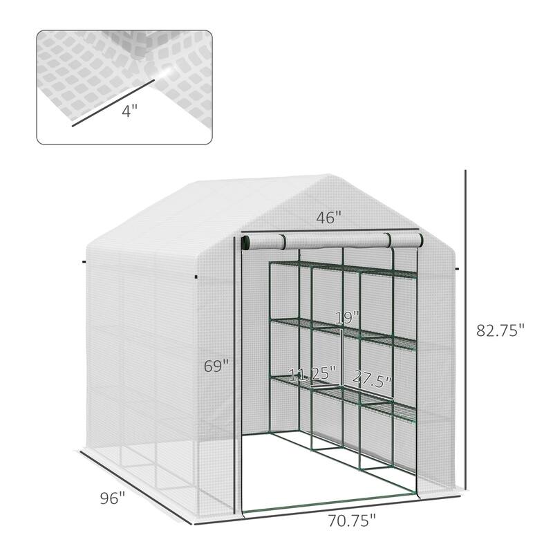 Outsunny Walk-in Greenhouse for Outdoors,Small & Portable Green House - 95.25"x70.75"x82.75"
