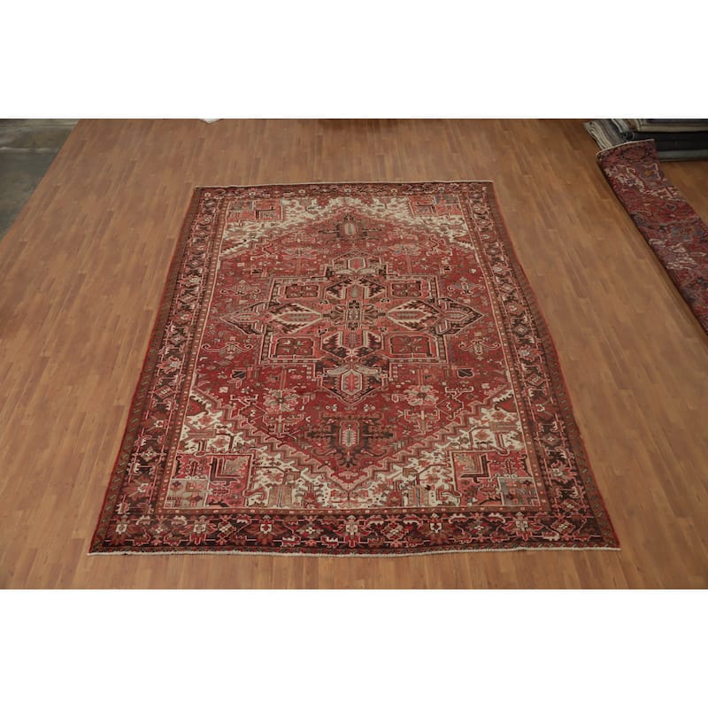 Hand Knotted Oriental 100% Wool Carpet Traditional Medallion Red Heriz Area Rug - 13' 4'' X 10' 0''