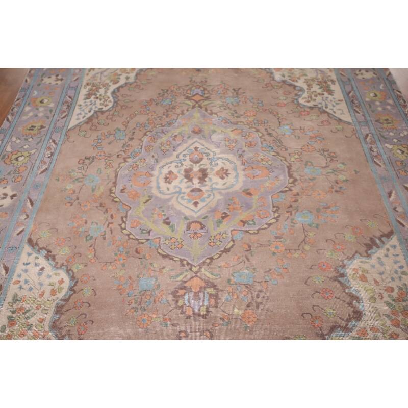 Tabriz Persian Vintage Area Rug Hand-Knotted Wool Carpet - 6'10"x 9'1"