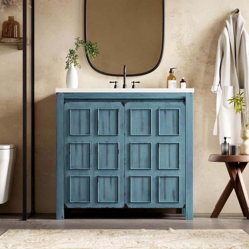 36" Retro Bathroom Vanity Organizer with Sink, Combo Cabinet Set, Bathroom Storage Cabinet